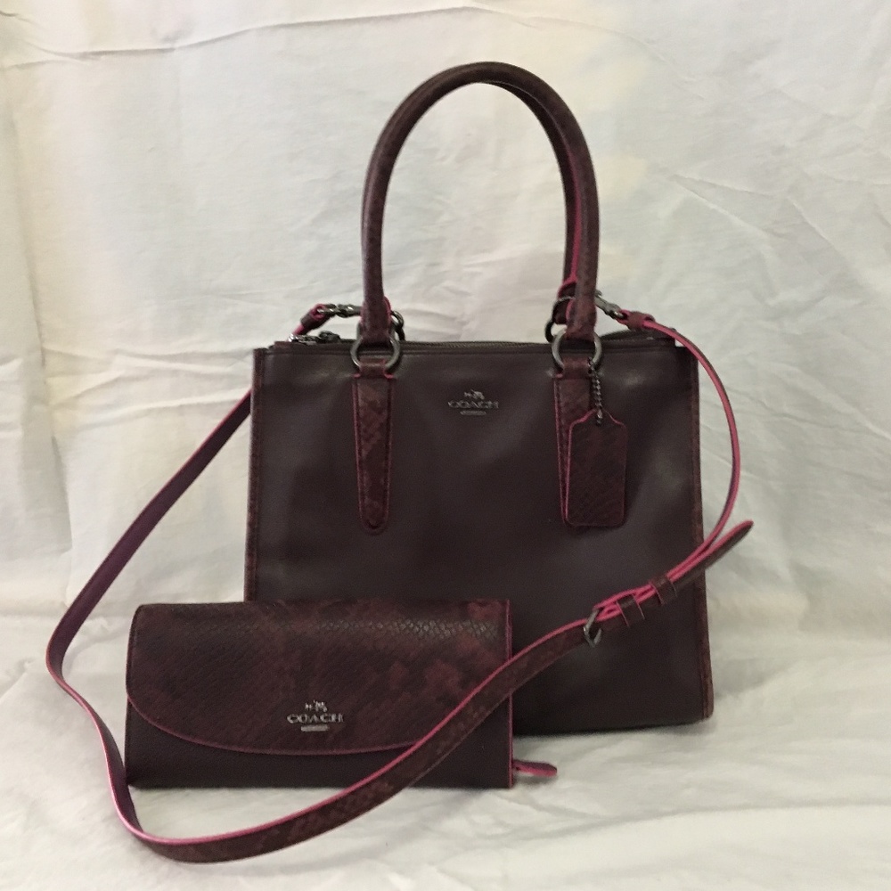 Coach oxblood Crossbody Carryall Purse with wallet